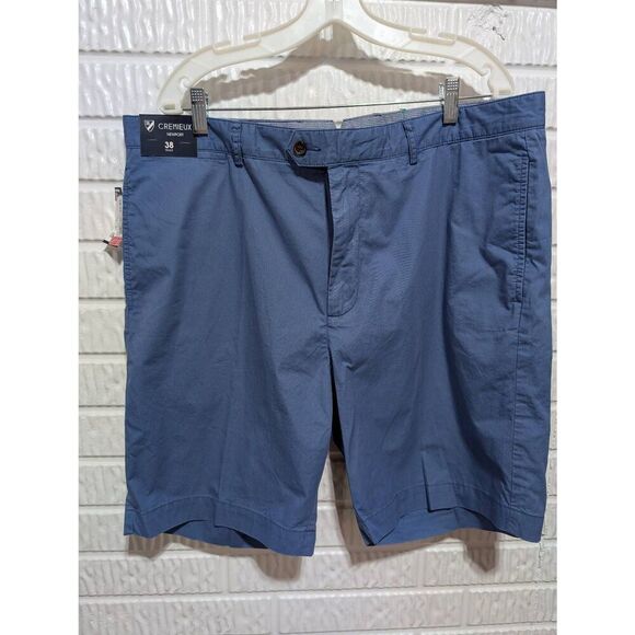 Cremieux Men's Blue Solid 100% Cotton Mid-Rise Chino Shorts Size 38 NWT - Picture 1 of 7